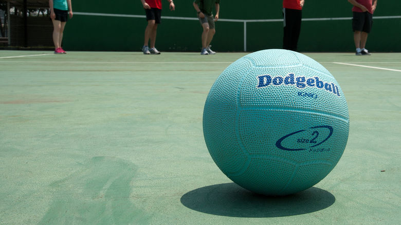 Dodgeball sitting on Dodgeball court
