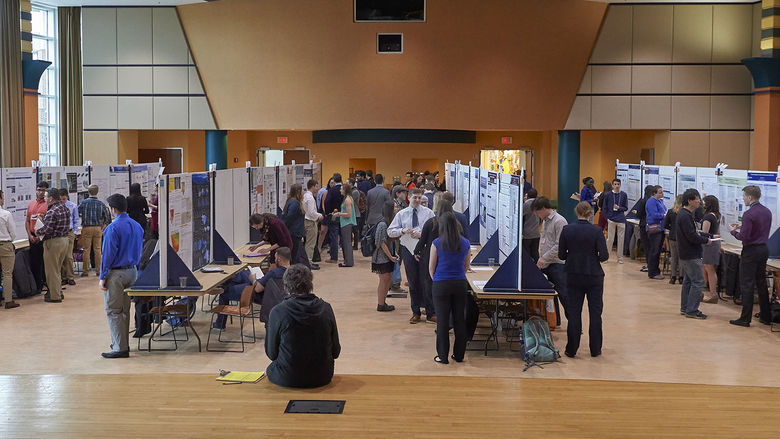 Wide shot of exhibition hall