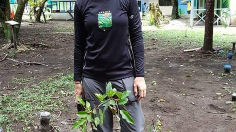 Spagnoli stands in the Las Tortugas station in Barra de Pacuare, Costa Rica, where she helped plant a medicinal garden for the locals.