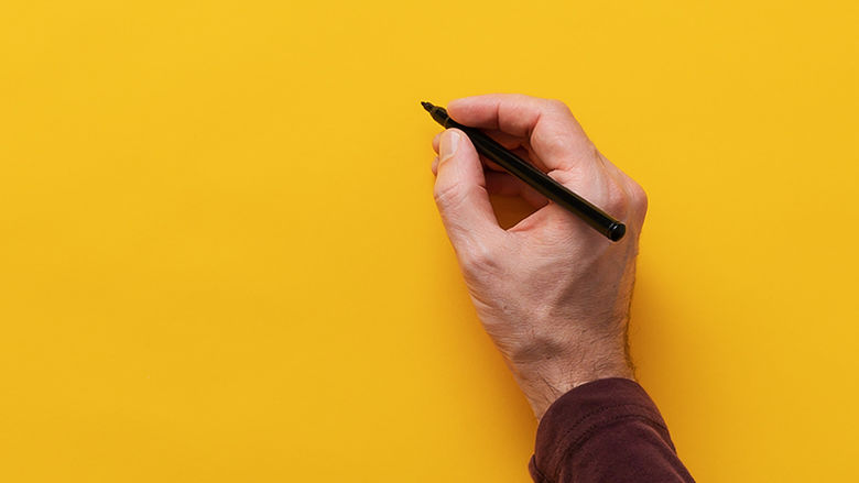 Drawing on a yellow background