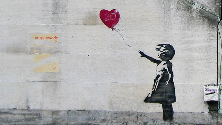 Art by Banksy: Girl with Balloon or There is Always Hope, version in South Bank.