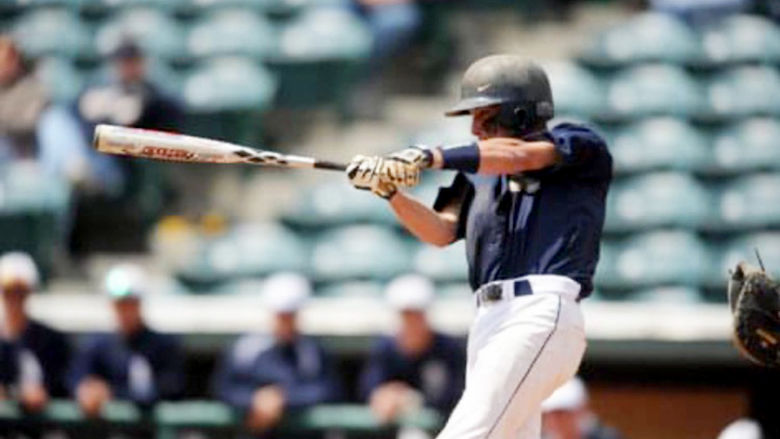 RJ Barnard at bat as a Penn State Altoona baseball player