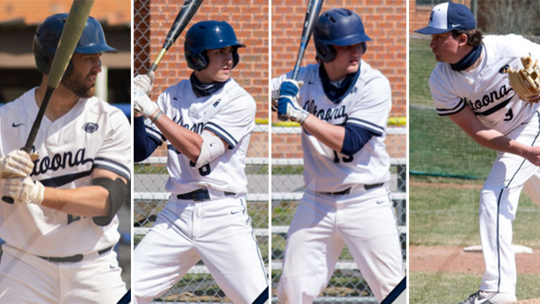 Baseball players Catcher Cumming, Jake Hillard, Jared Ennis, and Kyle Glass.