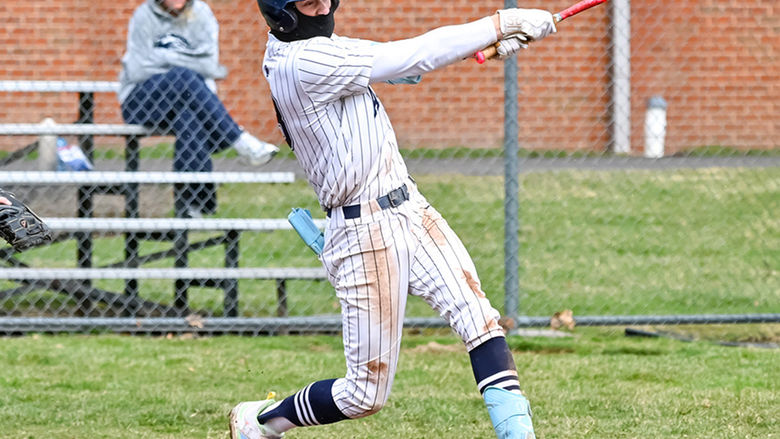 Penn State Altoona baseball player Tyreke Green at bat during a game