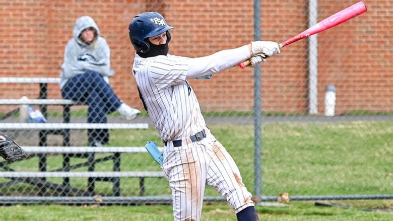 Penn State Altoona baseball player Tyreke Green at bat during a game