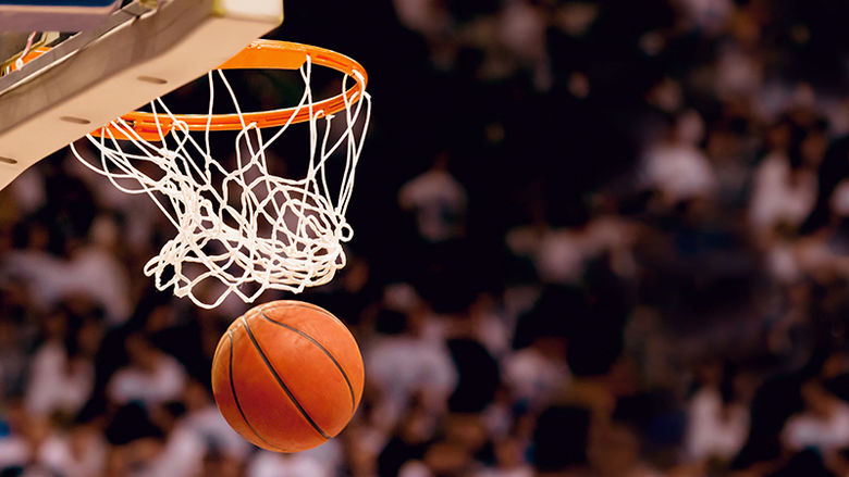 Basketball through hoop