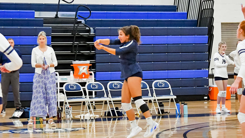 Penn State Altoona volleyball player Anna Batrus in action