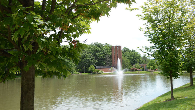 Penn State Altoona Reflecting Pond, Fountain, and Eve Chapel