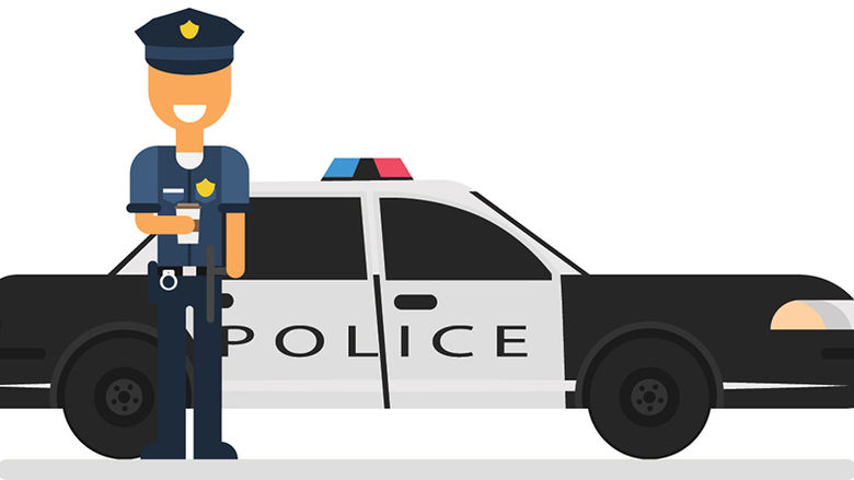 Illustration of Cop with coffee