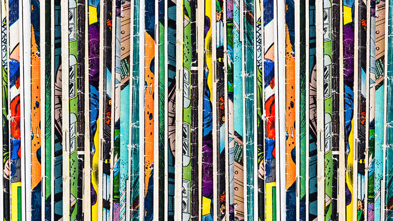 Sections of comic book covers