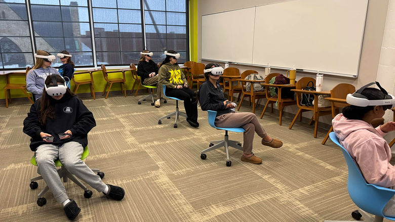Nursing students use a VR simulation to help prepare them to handle workplace violence.
