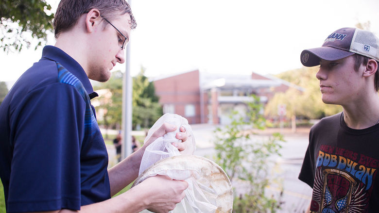 Students study with Professor Carolyn Mahan at the Seminar Forest
