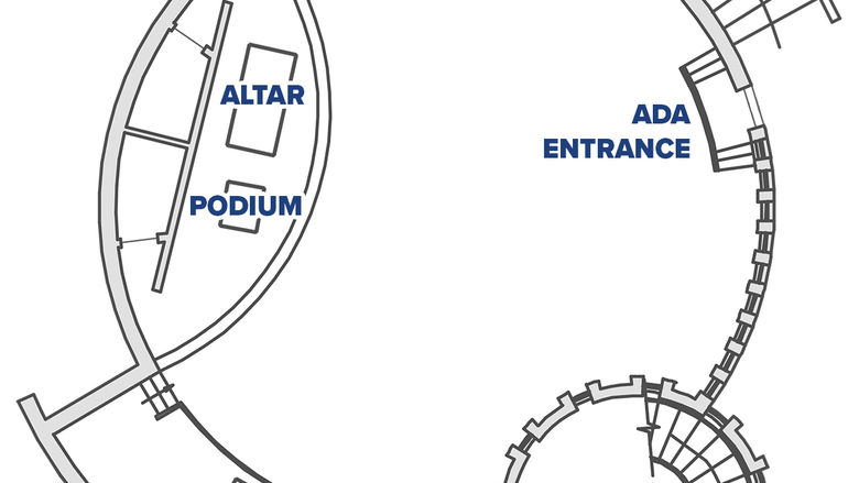 Floor Plan for the Sanctuary of the Edith Davis Eve Memorial Chapel at Penn State Altoona