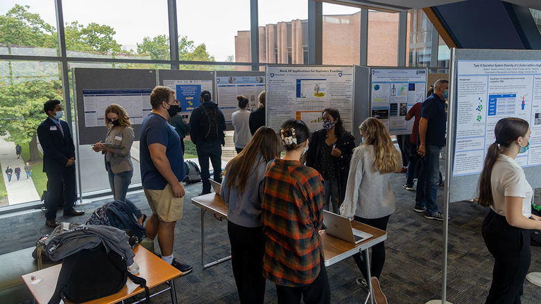 The Eberly College of Science's fall 2021 Undergraduate Research Poster Exhibition. Credit: Nate Follmer, Penn State