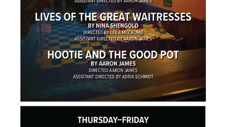 Program Cover for A Night of One-Acts. The photo is looking through a window at an old-timey diner. Text is available on the page.