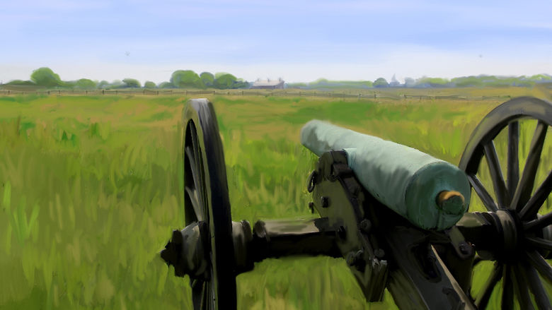 Gettysburg painting - cannon