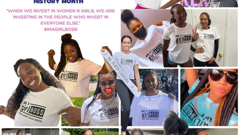 Young women and girls show their support for the #ImaGirlBoss movement.