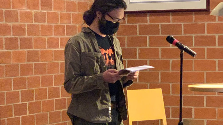 Student performer at the Hard Freight Cafe