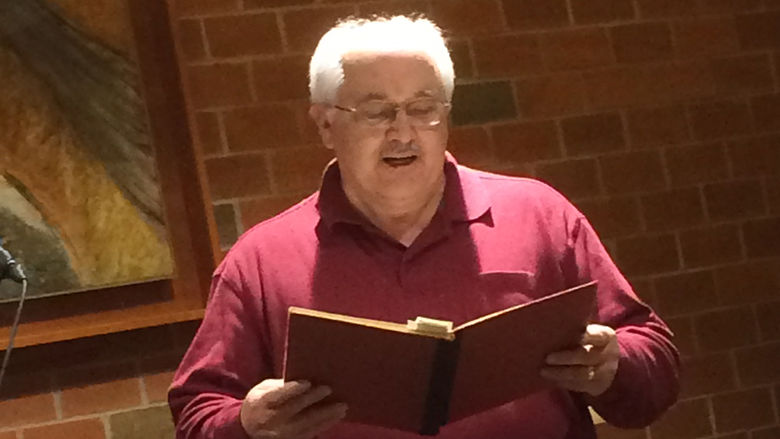 Tom Liszka reading at the spring 2018 Hard Freight Cafe