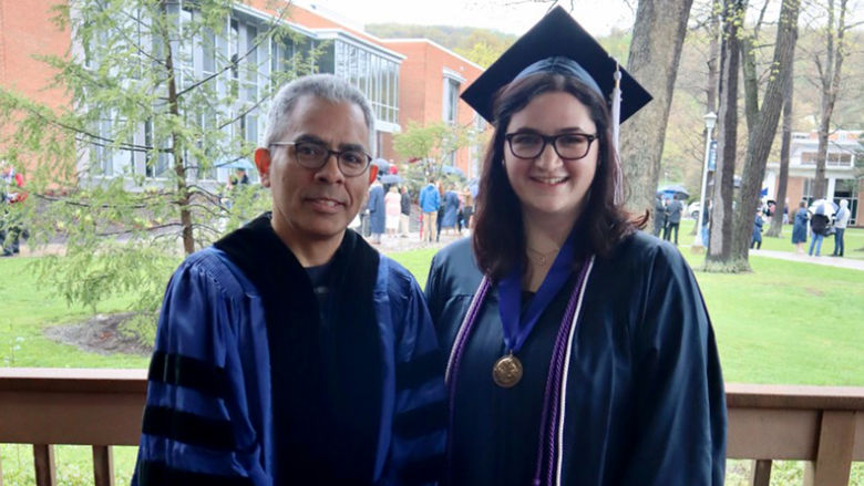 Jessica Tomasko (right) with Juan Gil, professor of mathematics