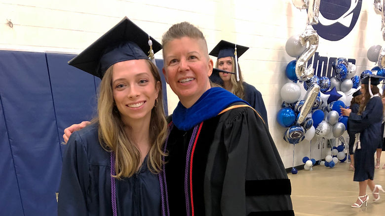 Karrah Hamilton (left) with Laura Rotunno, associate professor of English and honors program coordinator