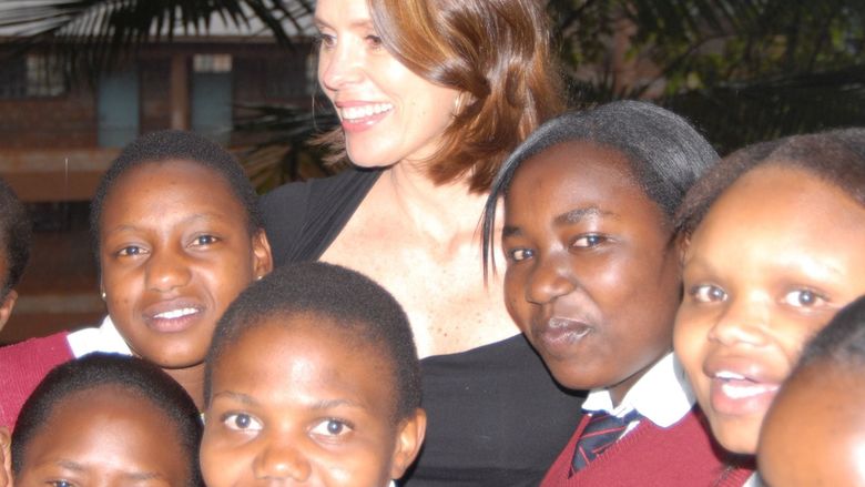 Latsko-Lockhart with girls in the Global Give Back Circle.
