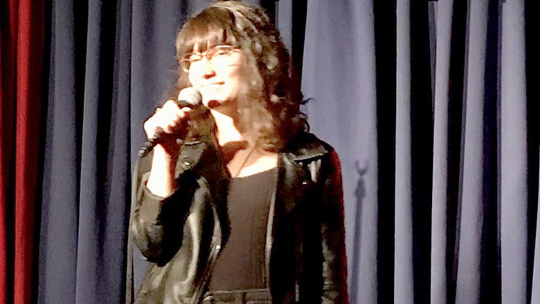 Simington performing at the Gotham Comedy Club
