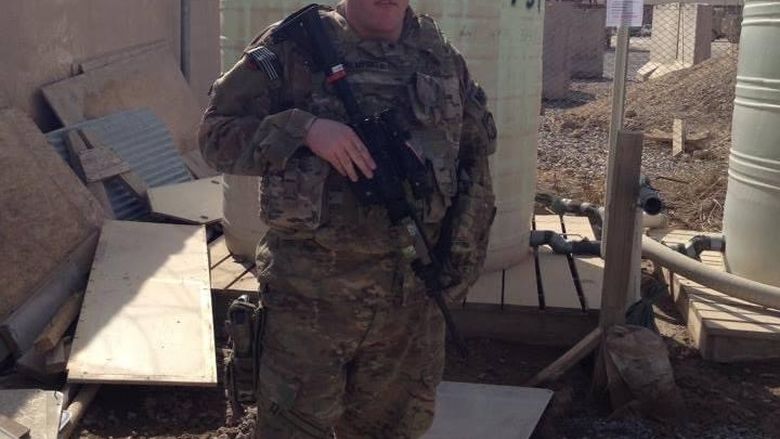 Michaal Balmford in Kandahar, Afghanistan, Sept. 2012 preparing for a mission 