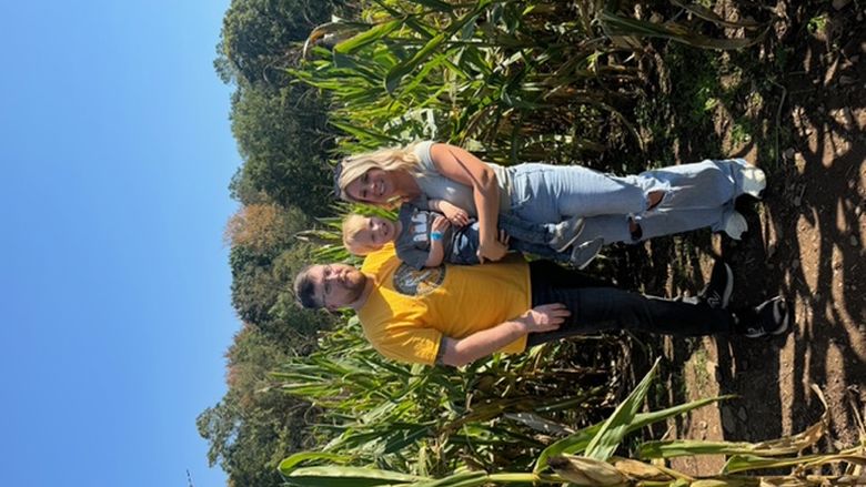 Michael Balmford with wife Allison and son Noah at a corn maze this year