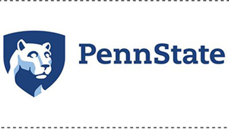 Showing the minimum amount of clear space needed around the Penn State mark without visual guides