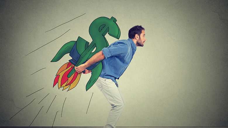 Side profile of ambitious young man with financial goals