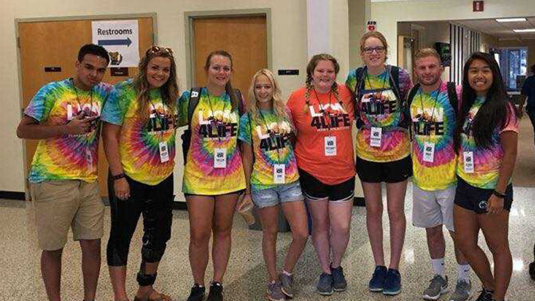 Sam Nash with orientation leaders