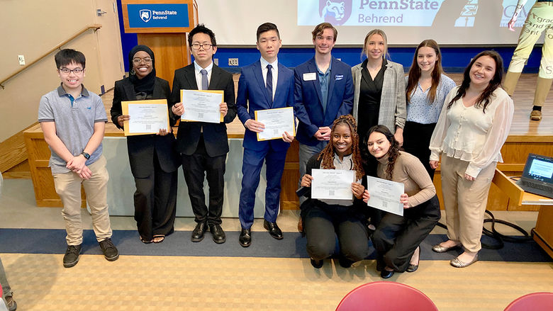 Penn State Altoona undergraduate research students at the 2023 Undergraduate Research Fair at Penn State Behrend