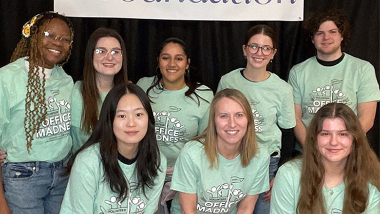 Students from Bio Club and Tribeta volunteering at Office Madness to raise money for The Giorgio Foundation.