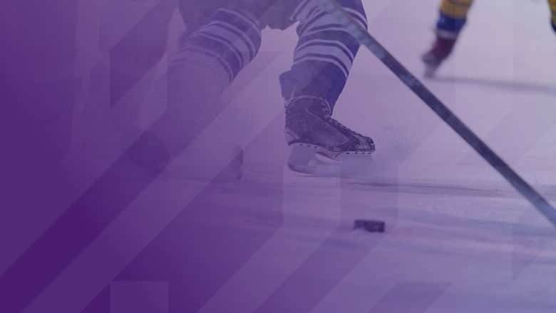 Hockey players in the middle of a game with a purple overlay