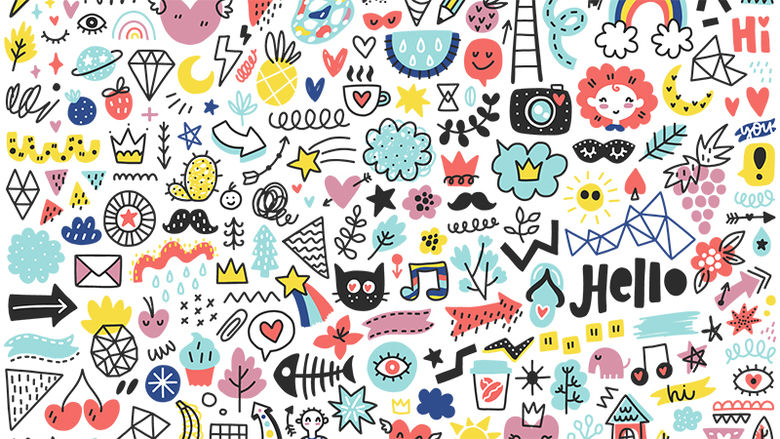 Colorful doodles on a piece of paper