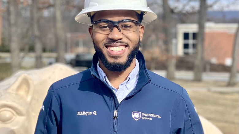 Malique Qualls on the Penn State Altoona campus