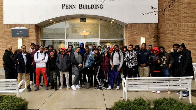 Transit Tech Students visiting Penn State Altoona with principal Marlon Bynum in spring 2019.
