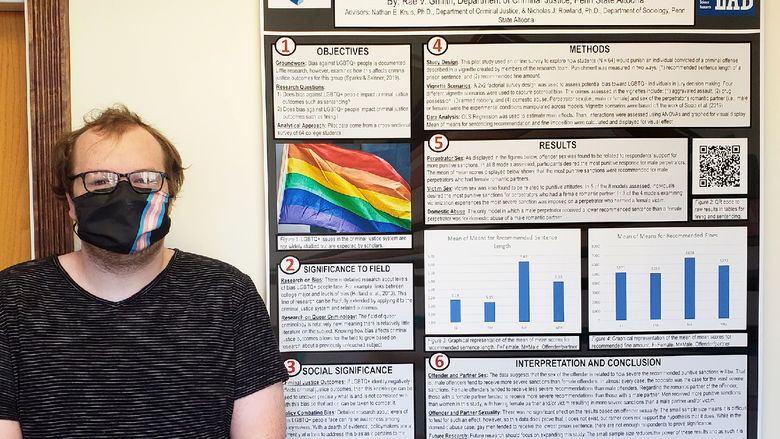 Rae V. Griffith with his winning undergraduate research poster