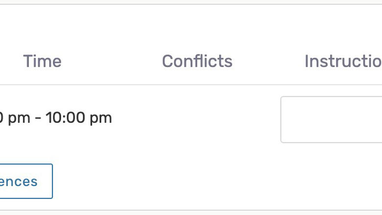 Screen capture of the 25Live event reservation system