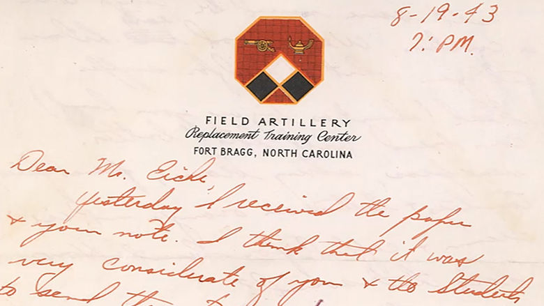 A sample letter from the Robert E. Eiche World War II Letter Collection