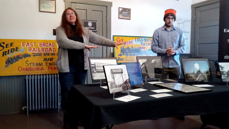Archivist Julie Fether Rockwell and assistant, Sam
