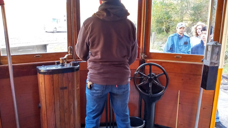RTE student learns how to operate a trolley