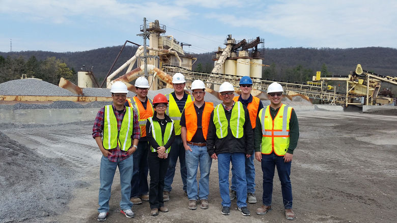 RTE Students and Faculty visiting asphalt plant