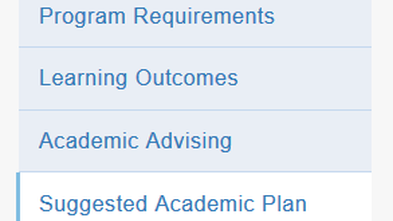 Screen Capture: Suggested Academic Plan on LionPATH