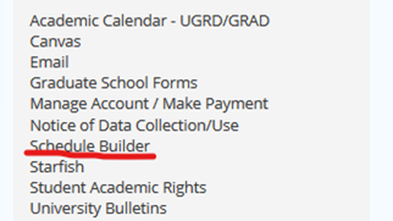 Screen Capture: LionPATH Schedule Builder