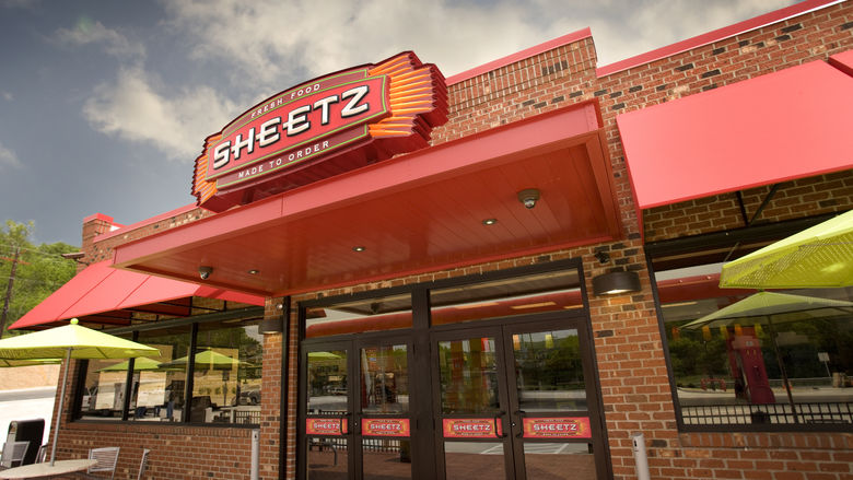 The entrance of a Sheetz convenience store is shown