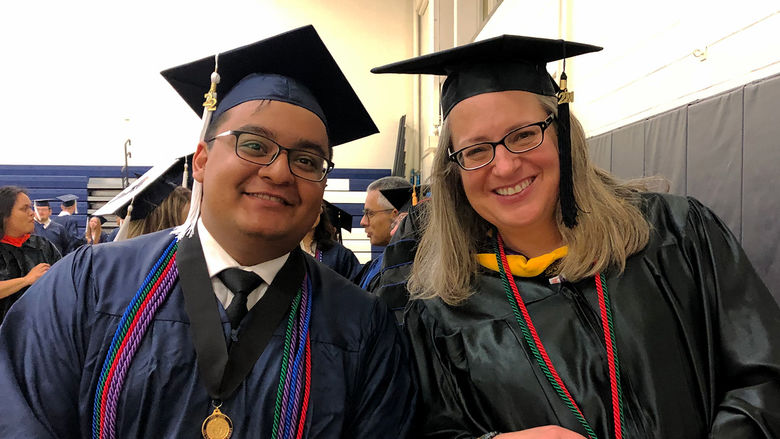 Shivam Bhatt (left) with Lara LaDage, associate professor of biology and undergraduate research coordinator