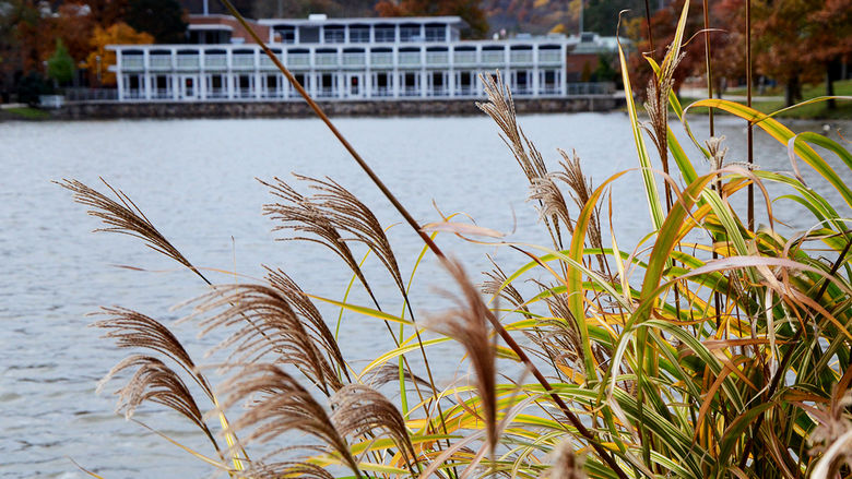 Slep Student Center in the autumn