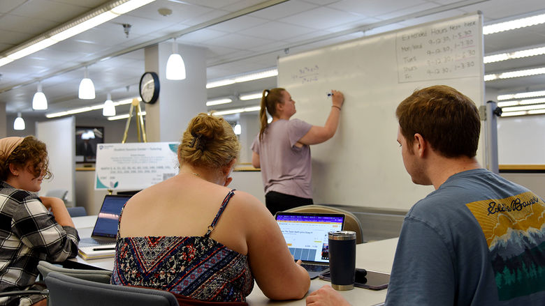Students collaborate together at the Penn State Altoona Student Success Center